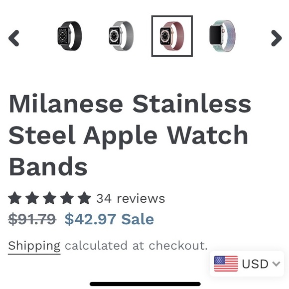 Milanese Stainless Steel Rose Watch Band, 42mm - Picture 2 of 3